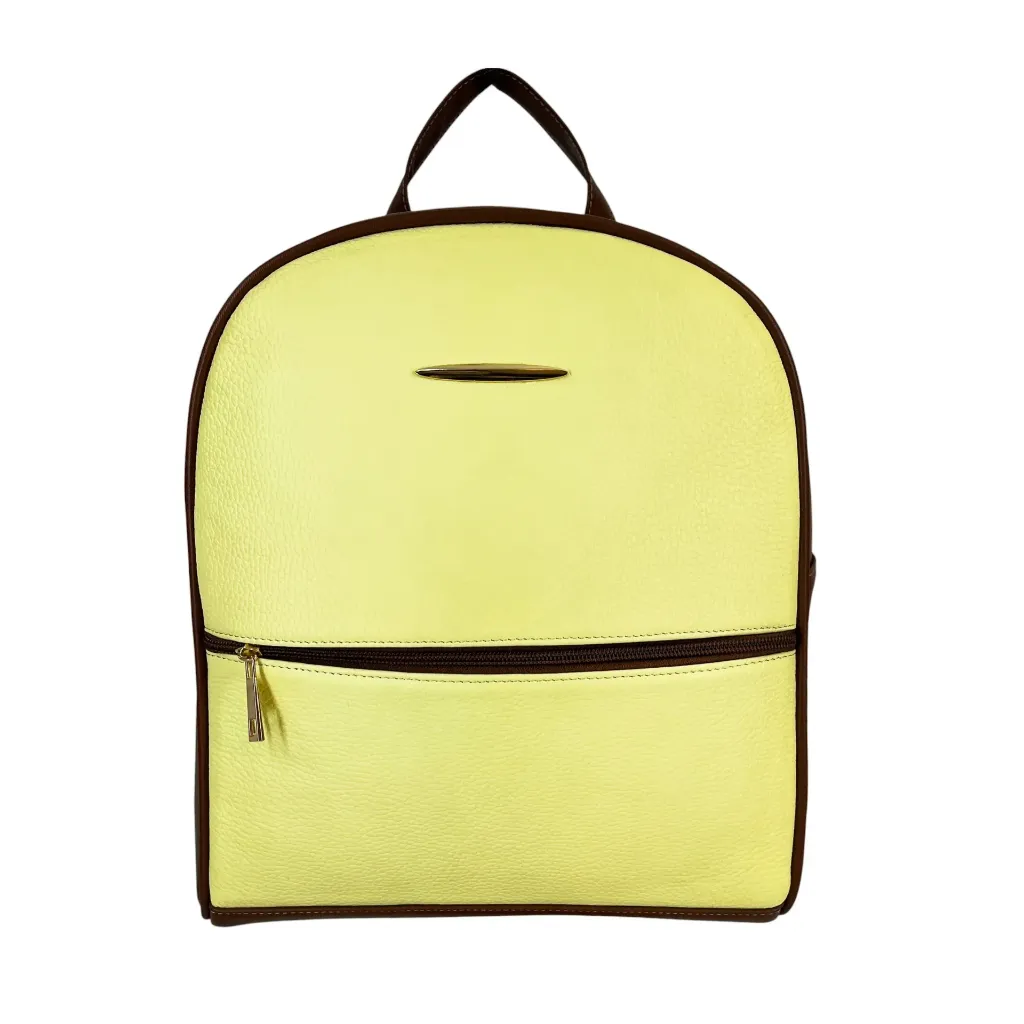 [B2MELAMAPA] MOCHILA MEDIANA PIEL  (LISO AMARILLO PASTEL).webp