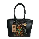 BOLSO VAQUETA ARTESANAL MARY VENADO BICOLOR NEGRO M