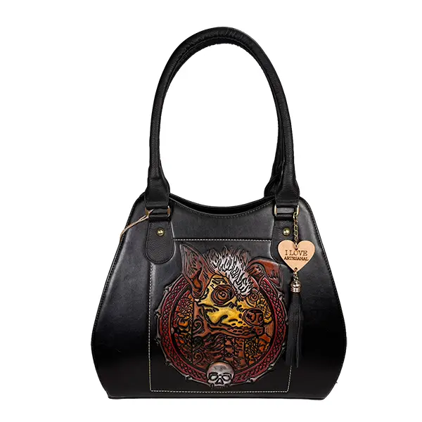 BOLSO VAQUETA ARTESANAL XOLO BICOLOR NEGRO 15
