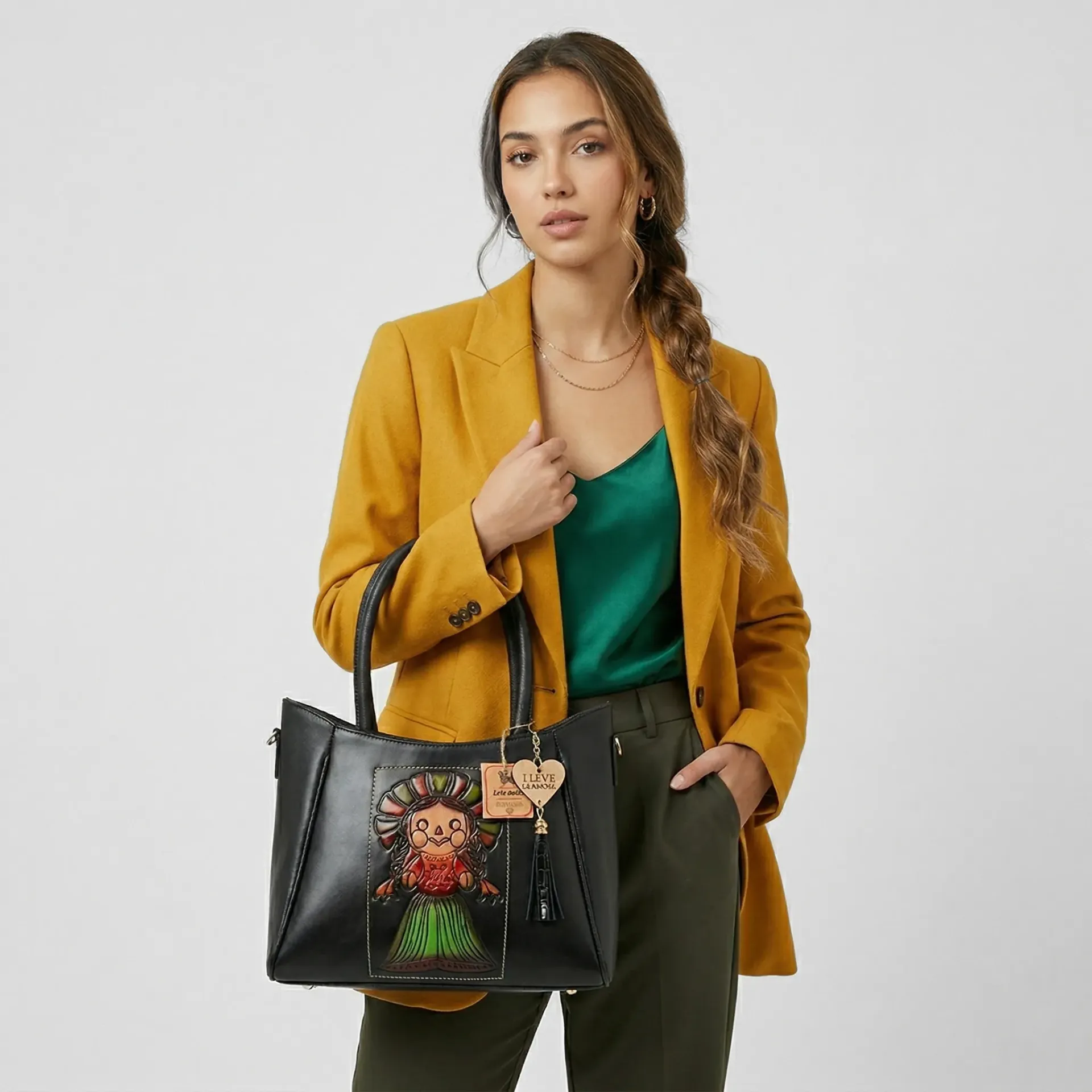 BOLSO VAQUETA ARTESANAL VICTORIA 2 LELE BICOLOR NEGRO I