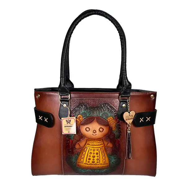 BOLSO VAQUETA ARTESANAL CRUSTACEO LELE BICOLOR SHEDRON NEGRO S