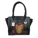 BOLSO VAQUETA ARTESANAL FERNANDA CALAVERA BICOLOR NEGRO 12