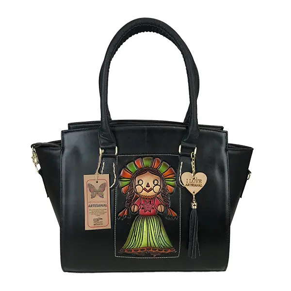 [B05VAAFLBNU] BOLSO VAQUETA ARTESANAL FERNANDA LELE BICOLOR NEGRO U