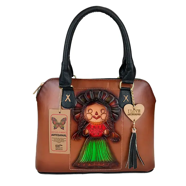BOLSO VAQUETA ARTESANALA PACHITA 2 LELE BICOLOR SHEDRON NEGRO 17