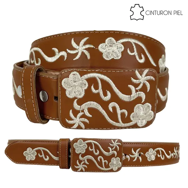 CINTURON DAMA PIEL BORDADO