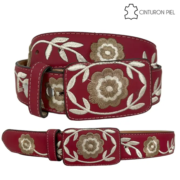 CINTURON PIEL BORDADO