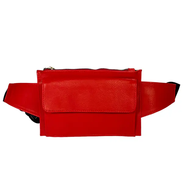 [B02CAPIROJ] CANGURERA PIEL COLORES (ROJO)