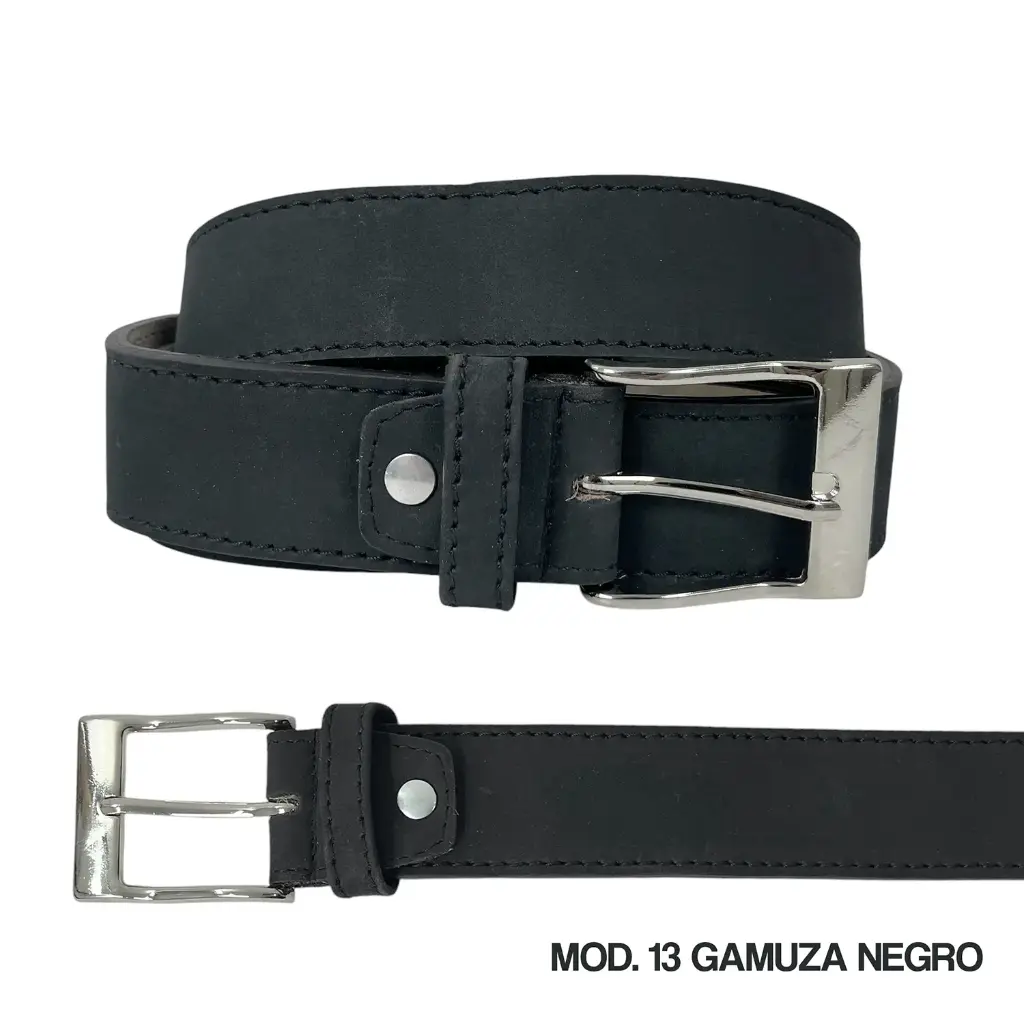 [CI13CAPGNE1334] CINTURON PIEL GAMUZA MOD 13 (NEGRO, 34)