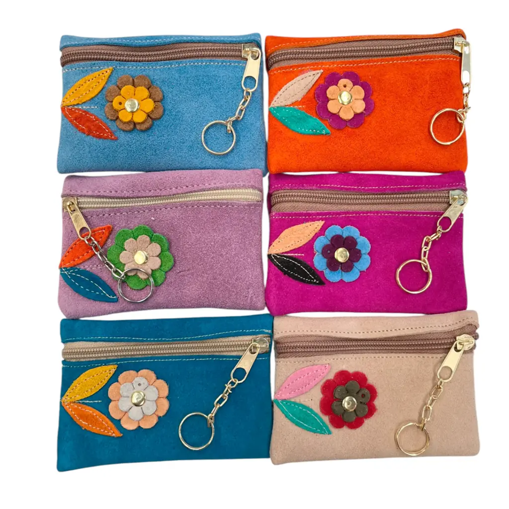 [B03PMONEG] PAQUETE MONEDERO PIEL GAMUZA 6PZAS