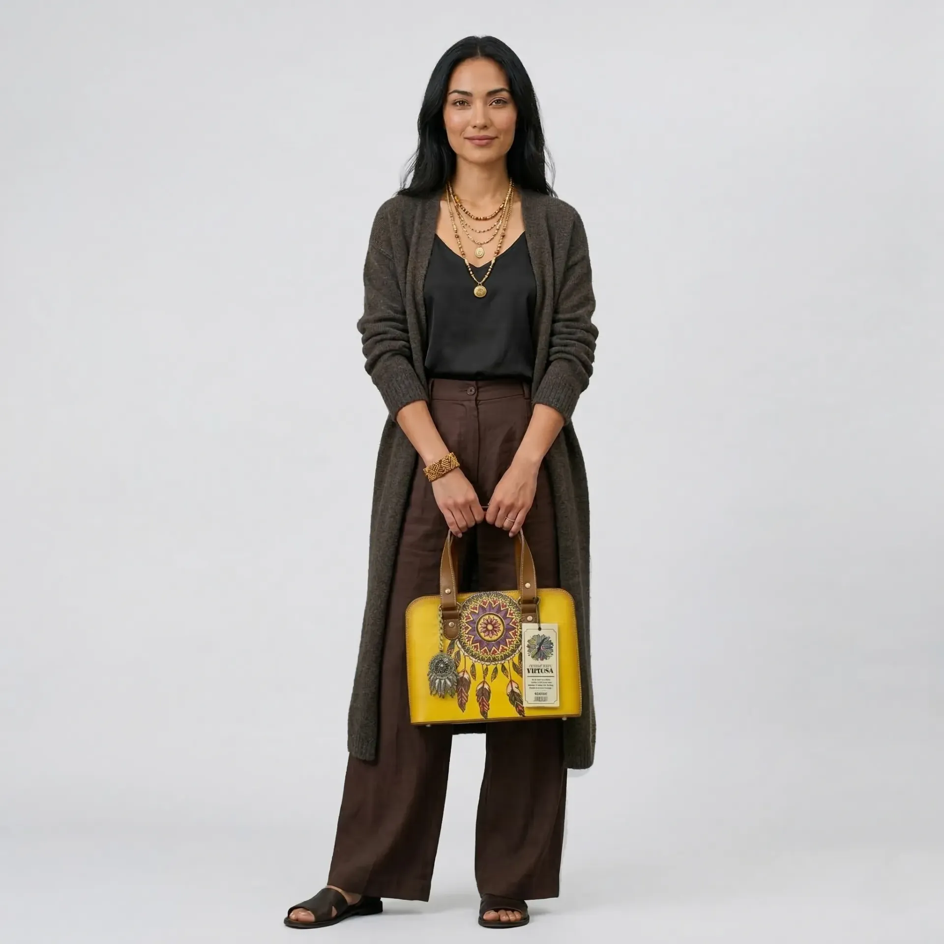 [B02FRPGAAM] FRIDA PIEL COLIBRIES (GIRASOL ATRAPASUEÑO AMARILLO/MIEL)