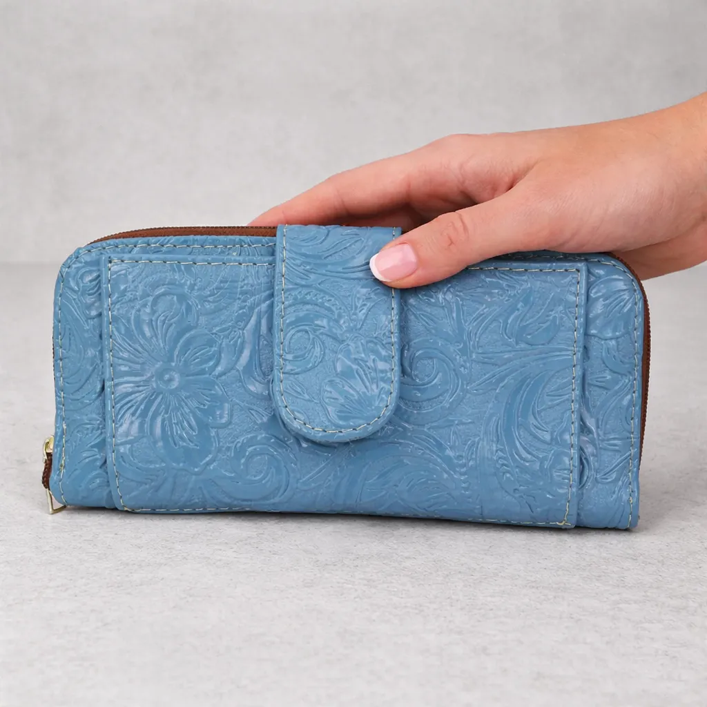 [C07MOPFAZC] CARTERA MONI PIEL  (FLORES AZUL CIELO)