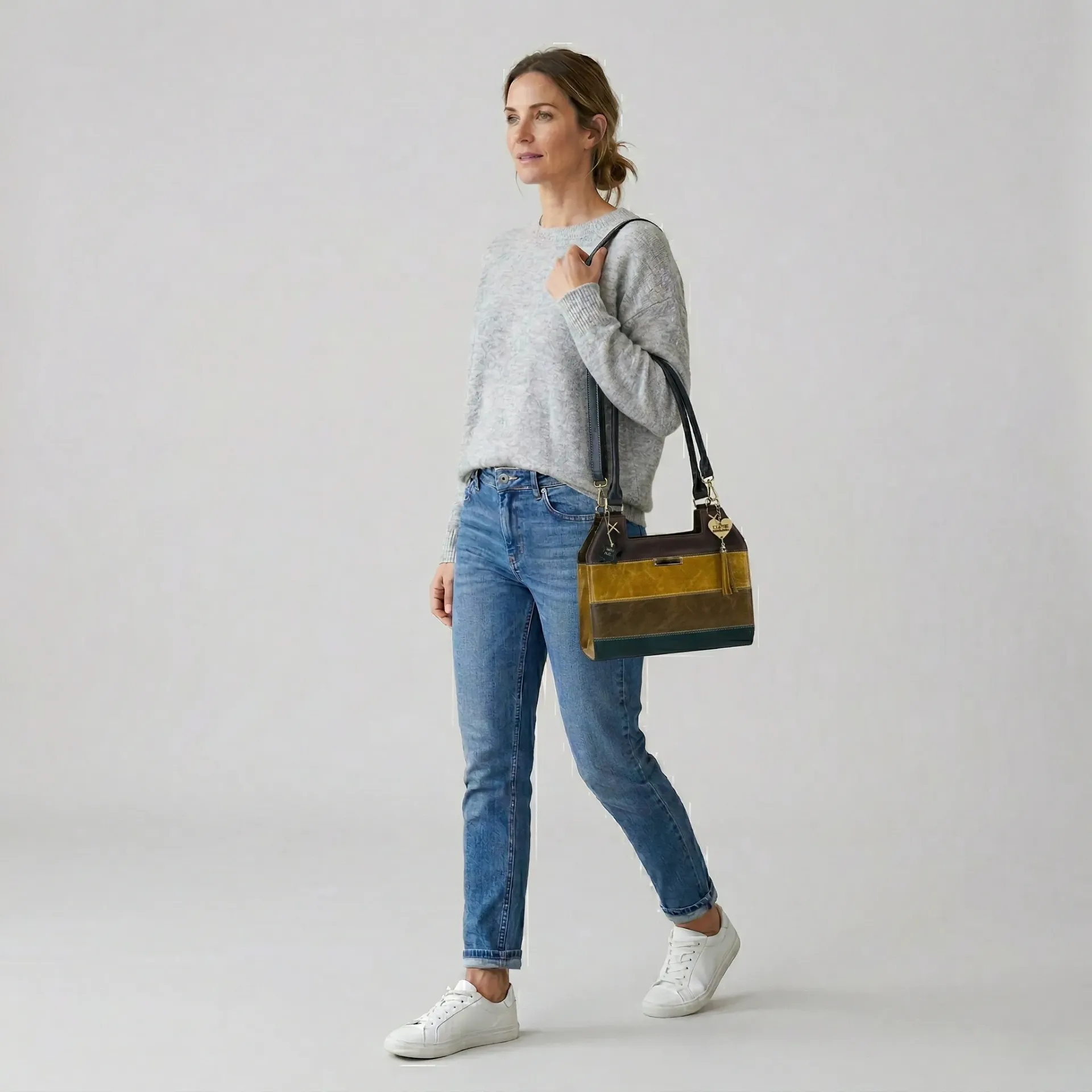 [B4JAVALINEA] BOLSO VAQUETA  (LINEAS COLORES)