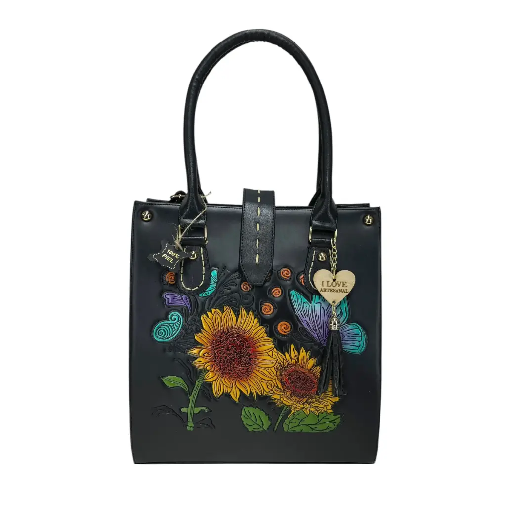 VANIA PIEL VAQUETA FLORES MUÑEQ NEGRO