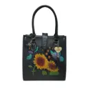 VANIA PIEL VAQUETA FLORES MUÑEQ NEGRO
