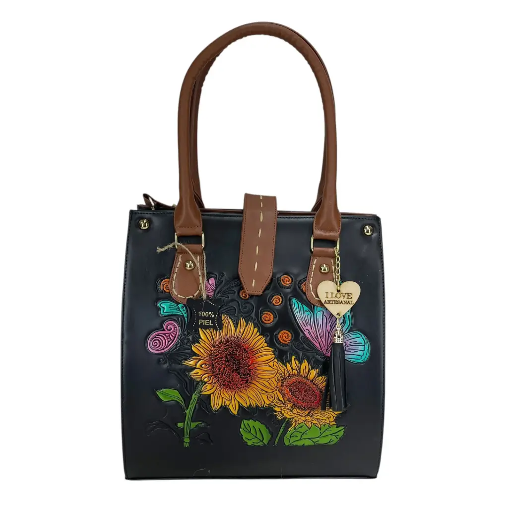 VANIA PIEL VAQUETA FLORES NEGRO/SHEDRON 