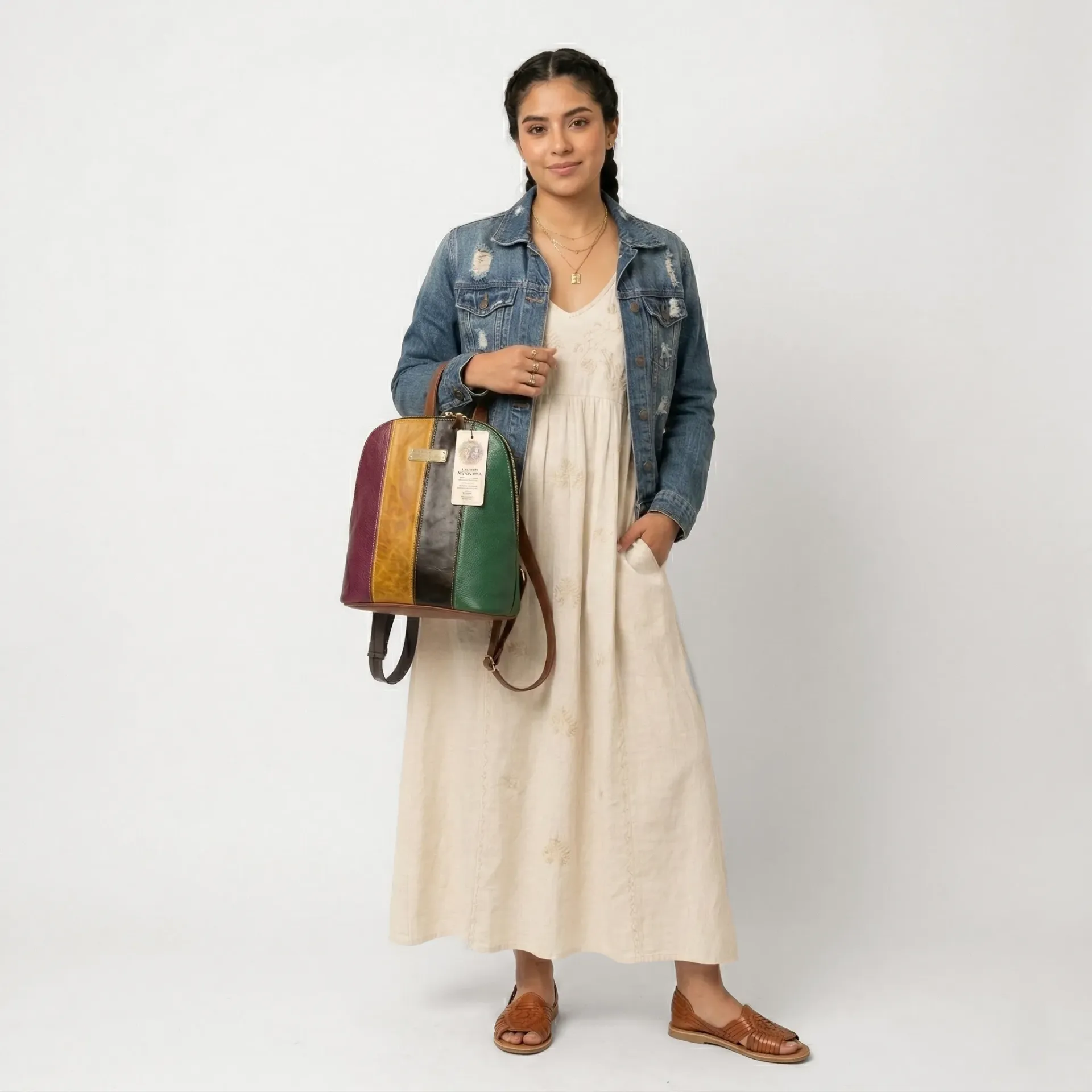 [M4M2VFLT] MORRAL 2 VAQUETA (LINEAS COLORES)