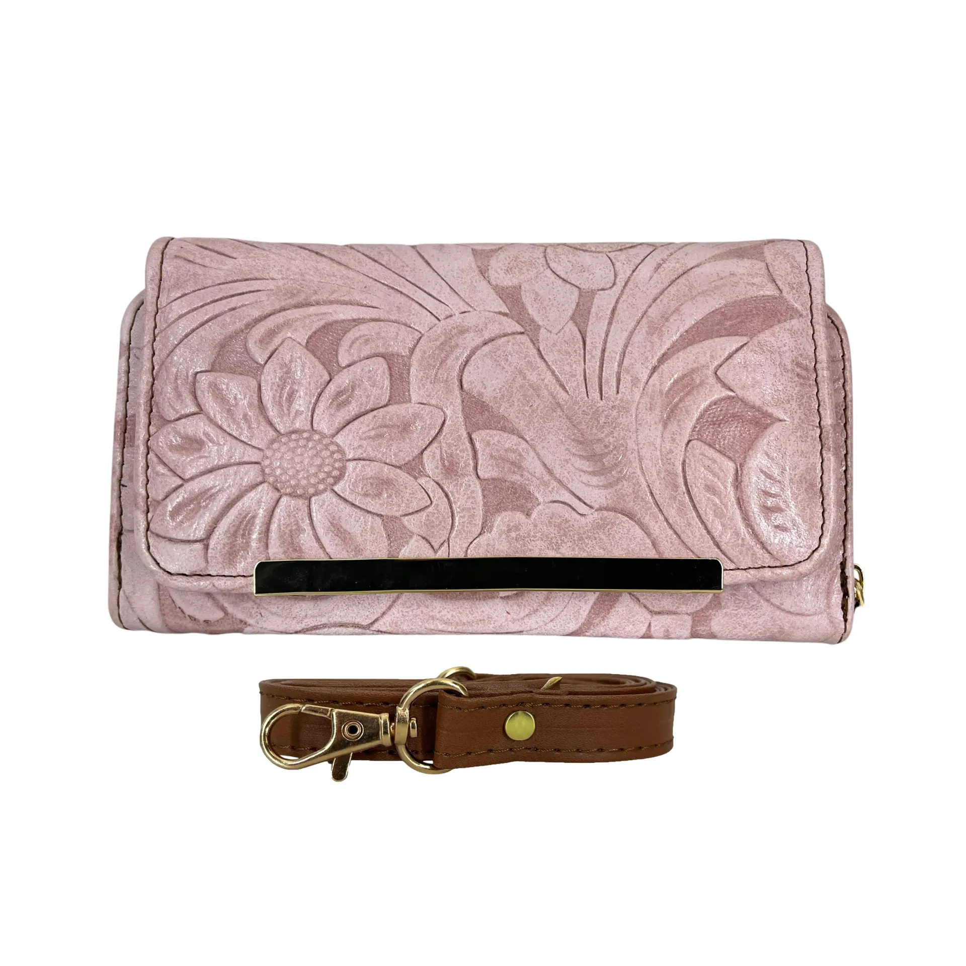 [C9FILFROS] CARTERA FILO PIEL (FLOR ROSA)