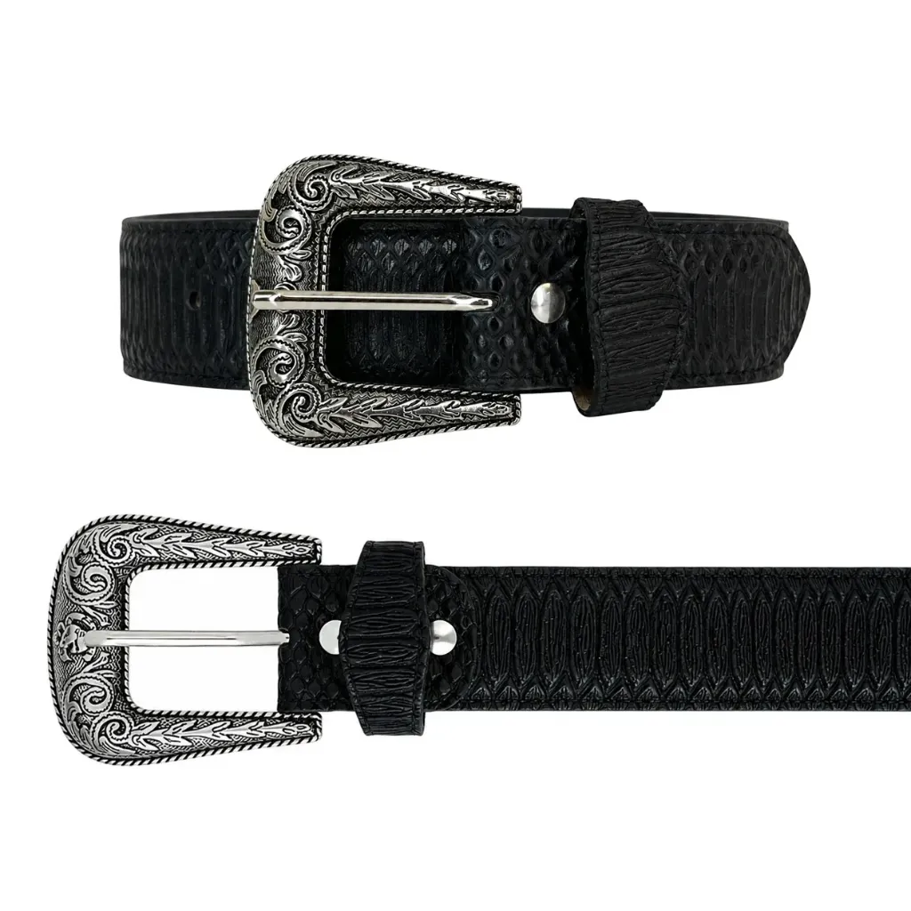 [CIVIBNET34] CINTURON PIEL VAQUERO VIBORA (NEGRO, 34)