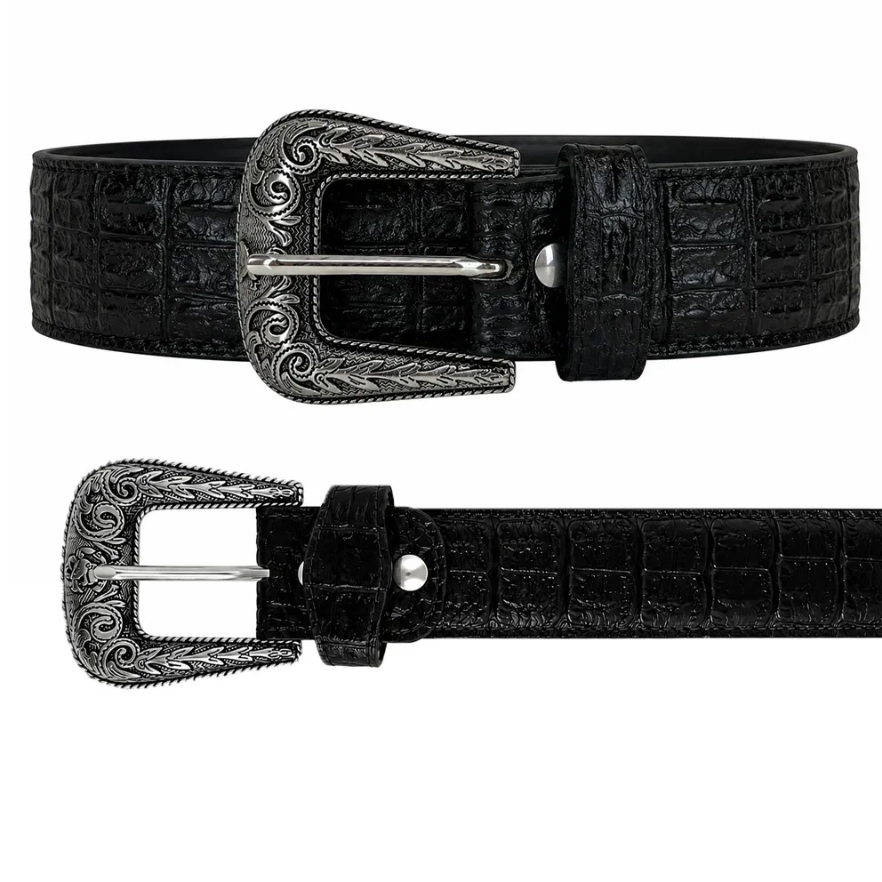 [CIVCNEGT34] CINTURON PIEL VAQUERO COCODRILO (34)