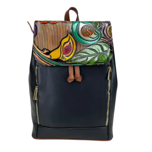[B9MR2VTUNS] MORRAL 2 PIEL VAQUETA TULIPAN  NEGRO/SHEDRON 